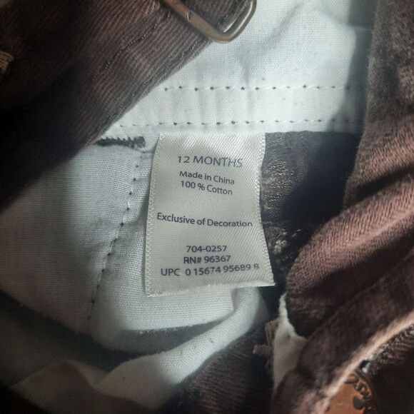 OshKosh B'gosh Vestbak Boys Dino Overalls Brown Size 12 Months - Picture 3 of 4